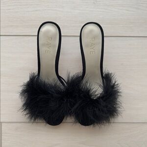 REVOLVE Black Feathered Heels